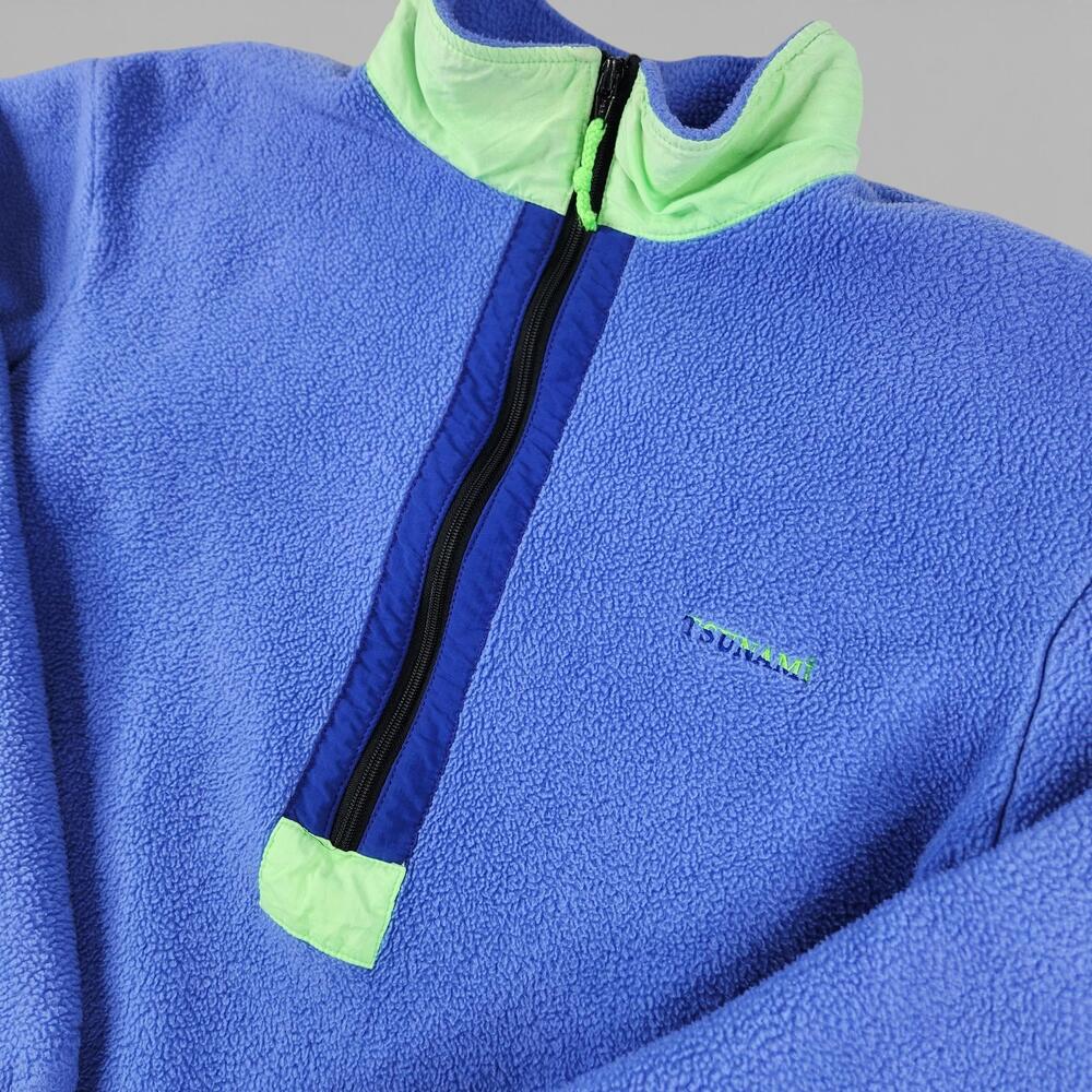 Vintage Tsunami Fleece Pullover Womens Large Blue 1/2 Zip Park City Utah USA